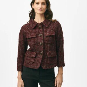 Brooks Brothers Burgundy Tweed Button-Front Jacket